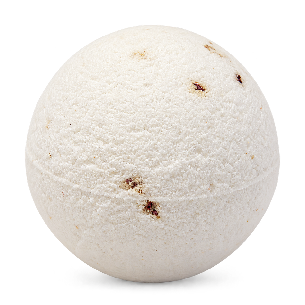 White handmade bath bomb with natural rose petals